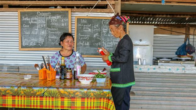 „Hmong“ nennt man die Menschen aus Laos, die nach dem Vietnamkrieg in Französisch Guayana eine neue Heimat gefunden haben. Sie haben Teile des Urwalds in Gärten umgewandelt und liefern heute wöchentlich 60 Tonnen Obst und Gemüse in die Hauptstadt Cayenne. Wir besuchten den Sonntagsmarkt im Dorf „Javouhey“ und genossen das asiatische Ambiente sowie die dortigen Spezialitäten.